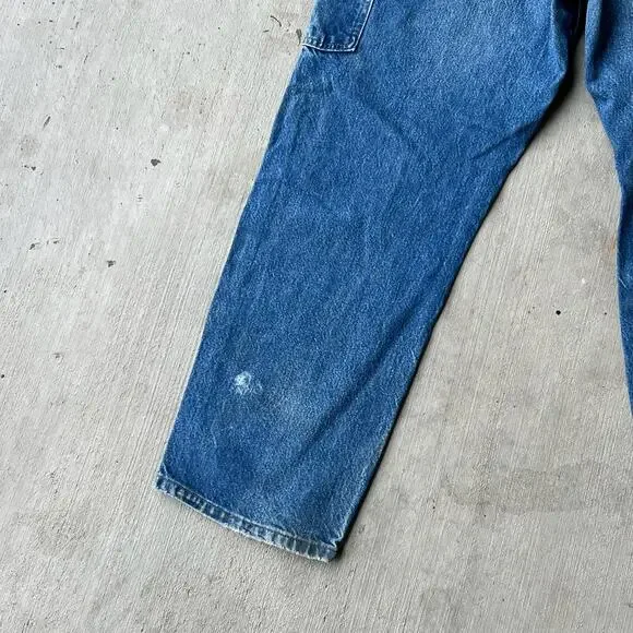 Carhartt faded denim blue jean double knee work wear carpenter pants - Picture 8 of 15